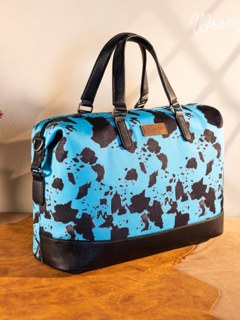 Wrangler Cow Print Collection Weekender Bag - Turquoise